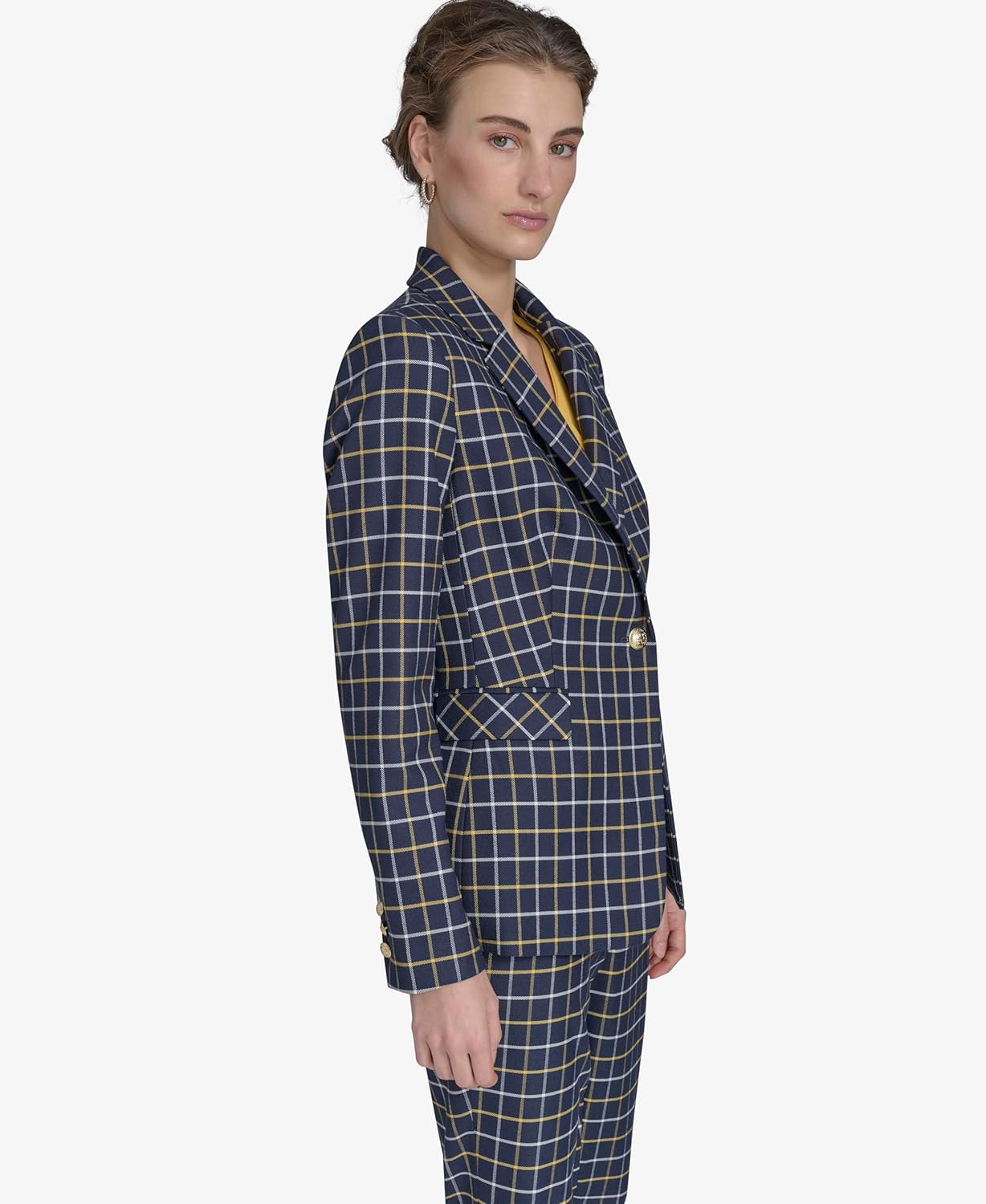 

Женский блейзер Tommy Hilfiger в тонкую полоску с рукавами-фонариками, Checker Midnight Multi