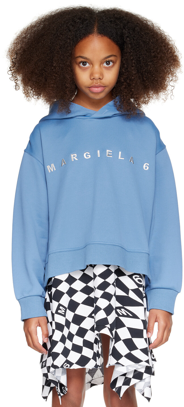 

MM6 Maison Margiela Kids Синий худи с вышивкой