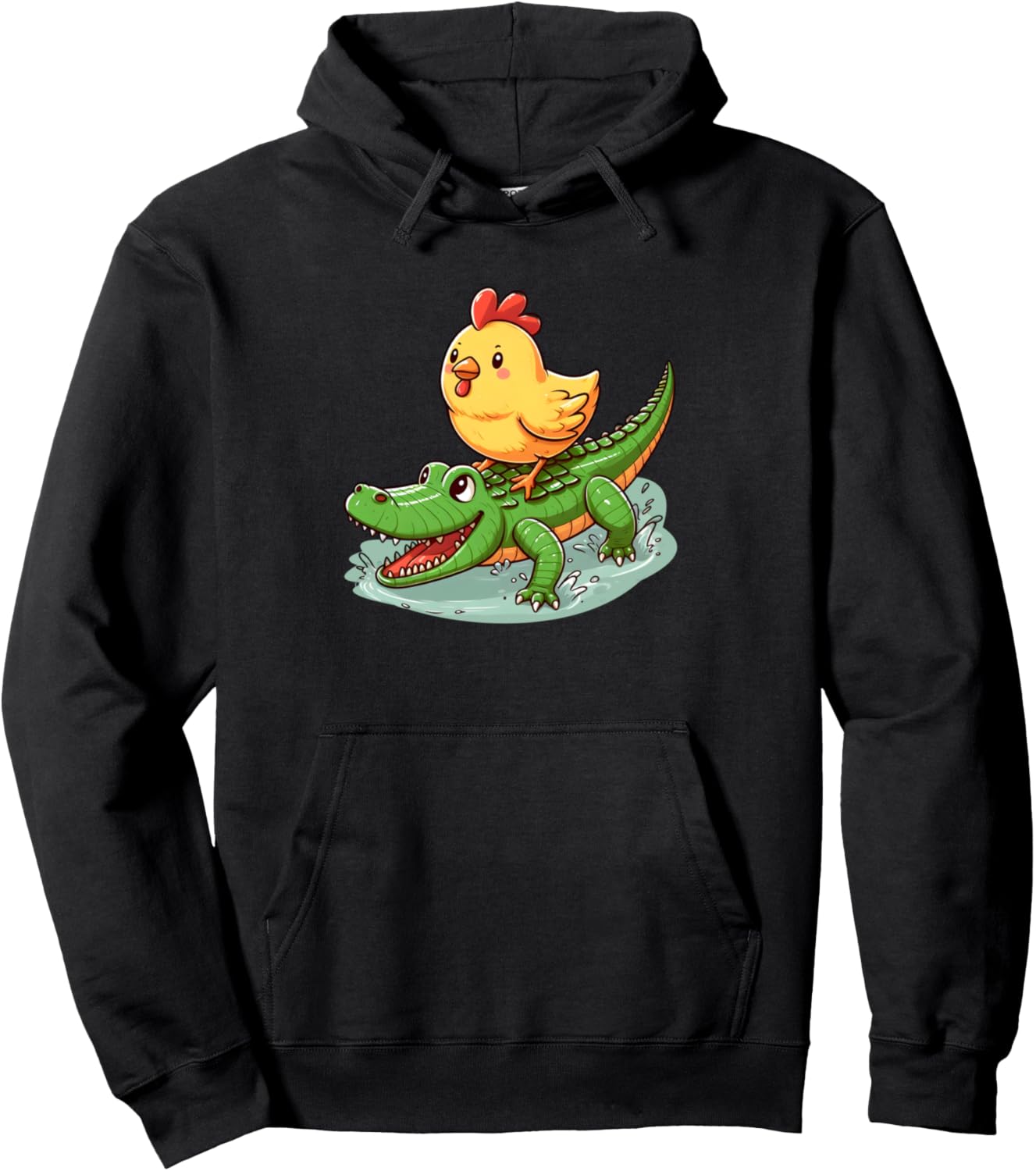 

Милая цыпленок верхом на крокодиле - забавная толстовка для приключений Fun Adventures Crocodile Chicken Collection, черный