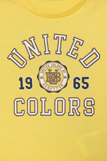 Футболка детская с коротким рукавом United Colors of Benetton, желтый — фото 3