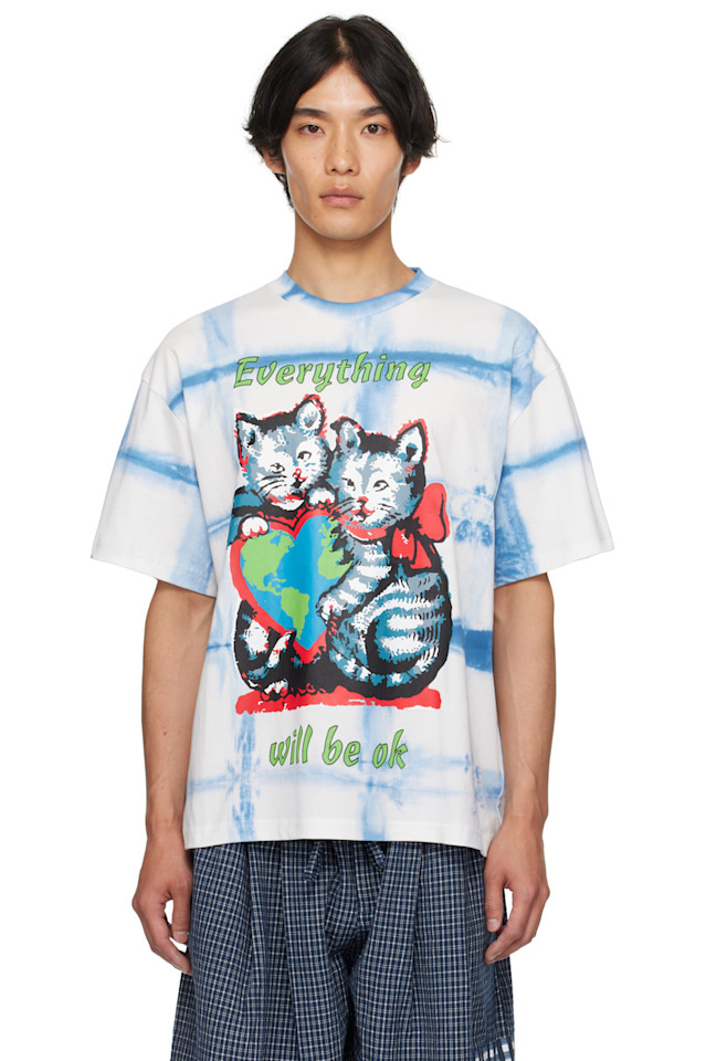 

эксклюзивная футболка Ssense blue kitten courage Story Mfg., индиго
