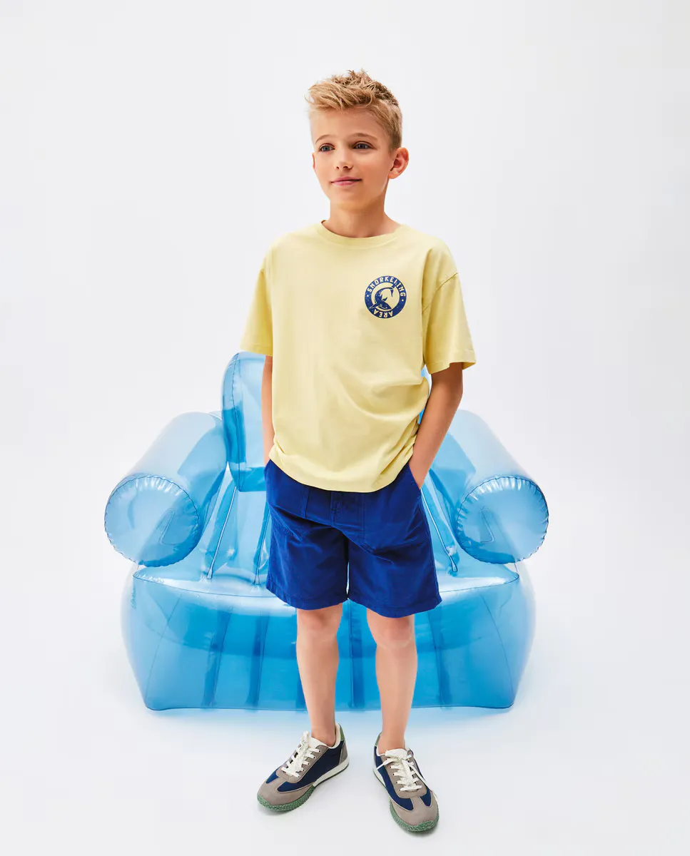 

Бермуды детские хлопковые с эффектом льна Kids El Corte Inglés, синий