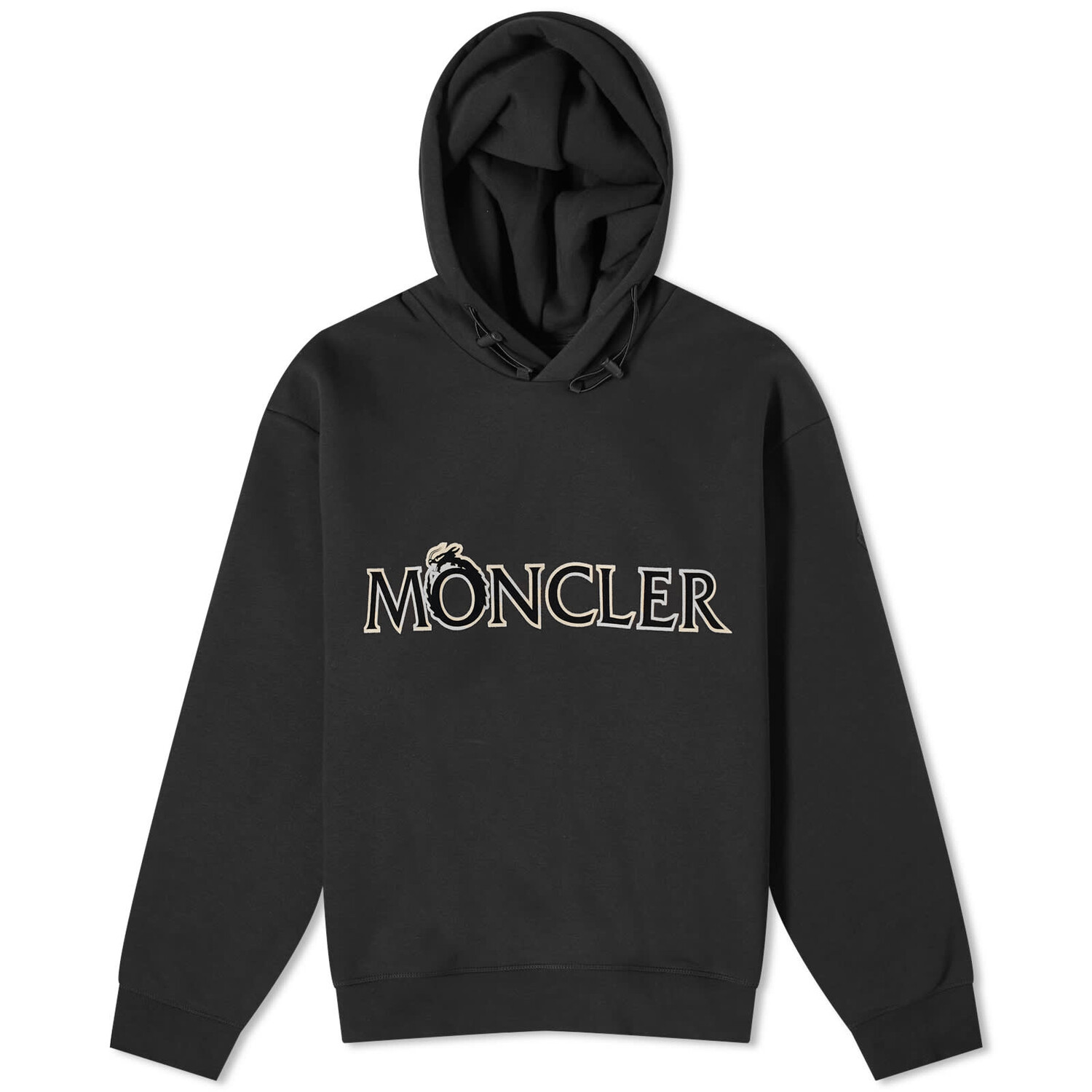 

Худи Moncler Dragon Flocked Logo Popover, черный
