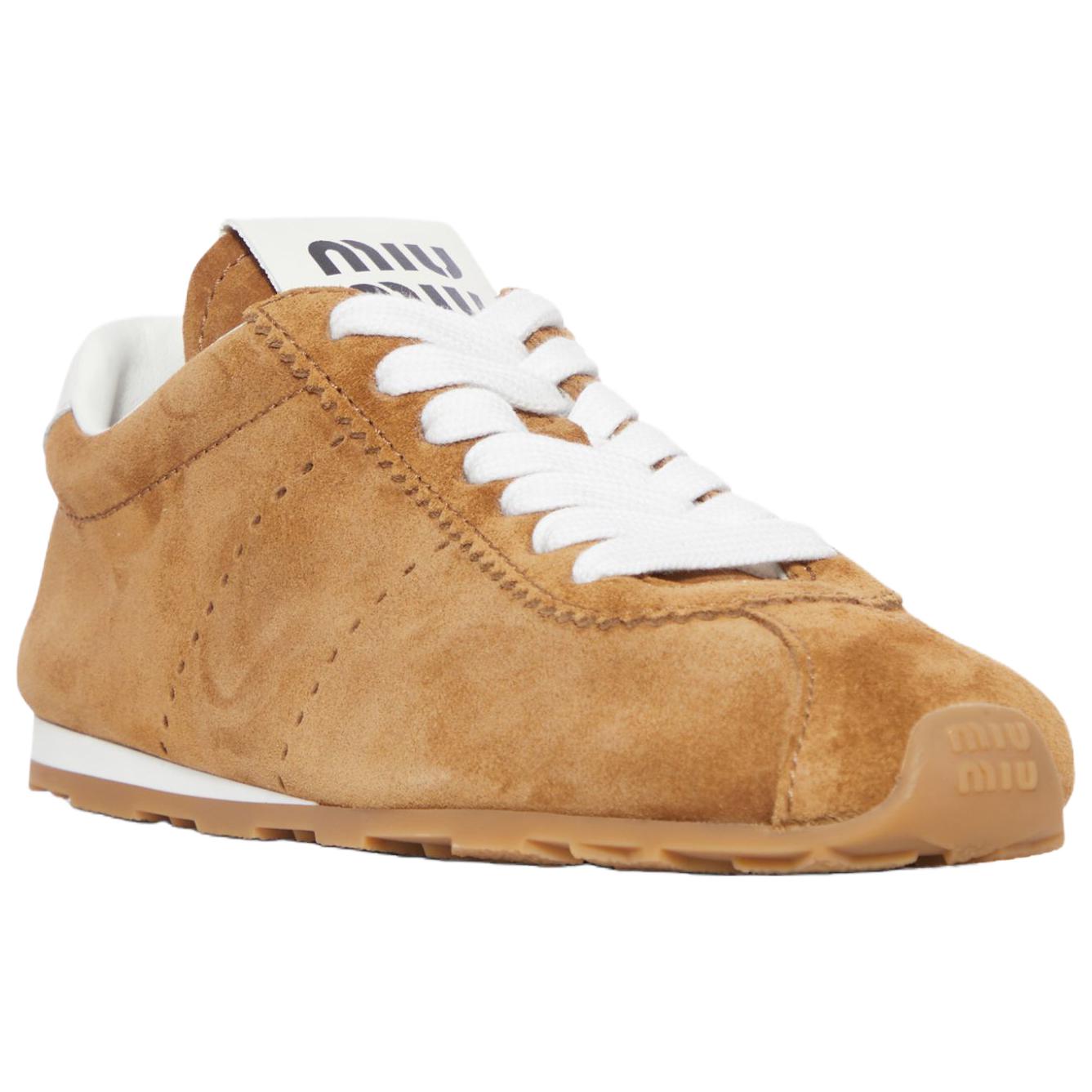 MIU MIU Женские кроссовки Plume Low top Casual коричневые — фото 4