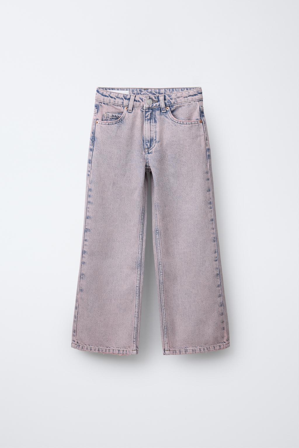 

Выцветшие джинсы с широкими штанинами ZARA, розовый