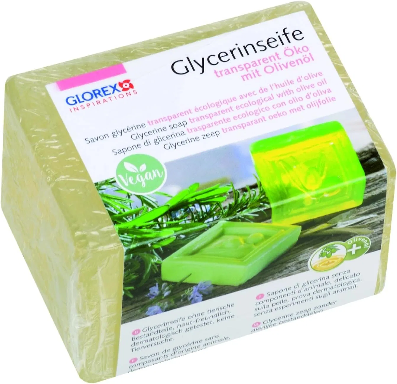 Эко-мыло Glorex 6 1600 глицериновое с оливковым маслом, прозрачное, 250 г Glorex
