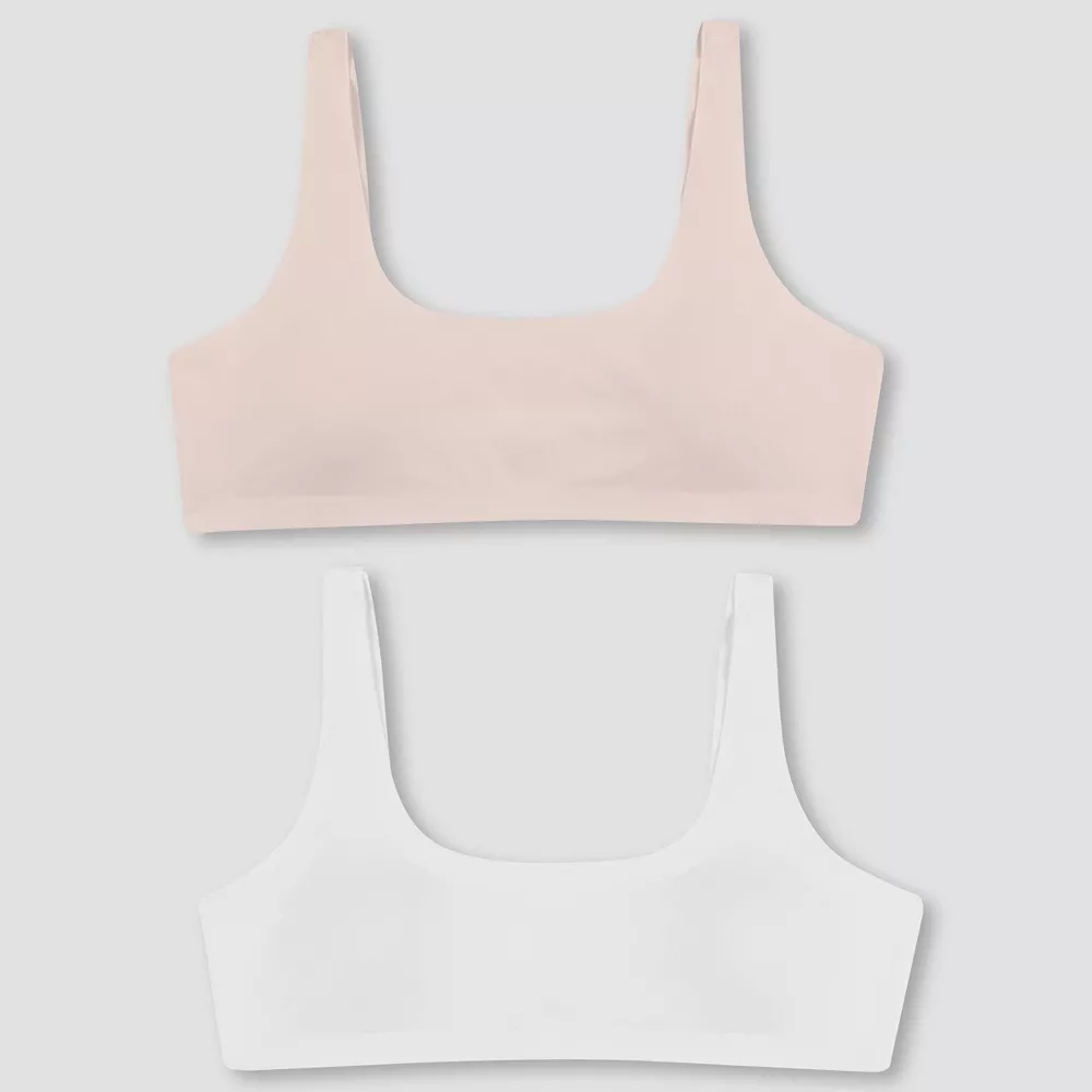 

Бюстгальтер Hanes Girls' 2pk Bonded Comfort, цвет White/Light Pink