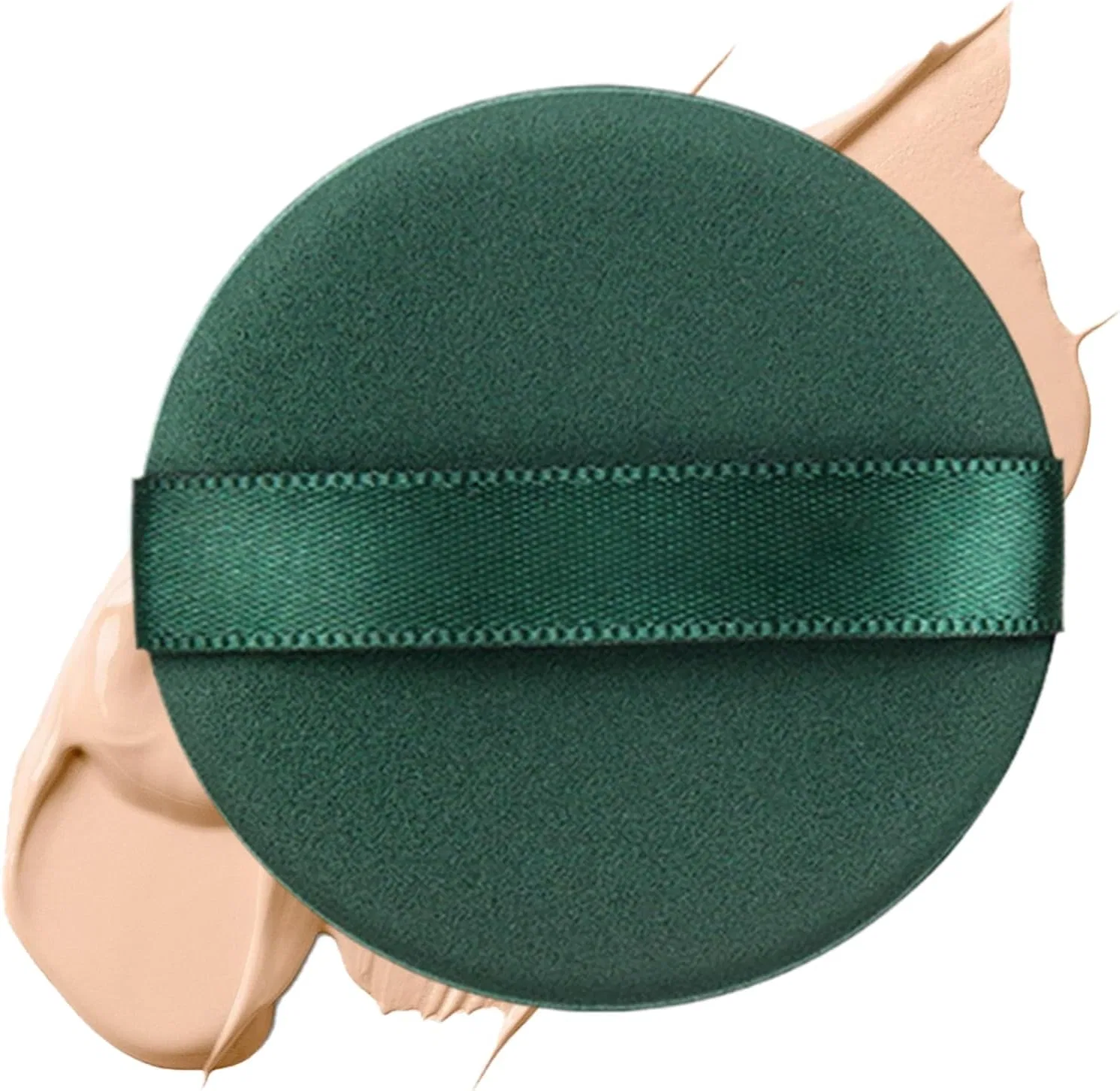 Пудреница для макияжа круглая мягкая, спонж для пудры и консилера, универсальная, 1 шт, 6x6x2 см, бежевый