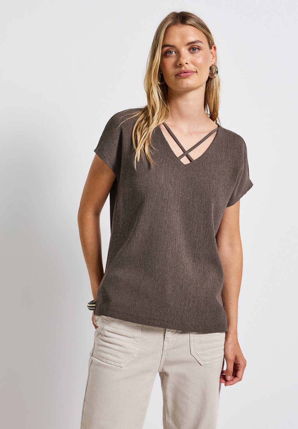 

Блуза MIT BÄNDERN - Print T-shirt Street One, цвет Braun