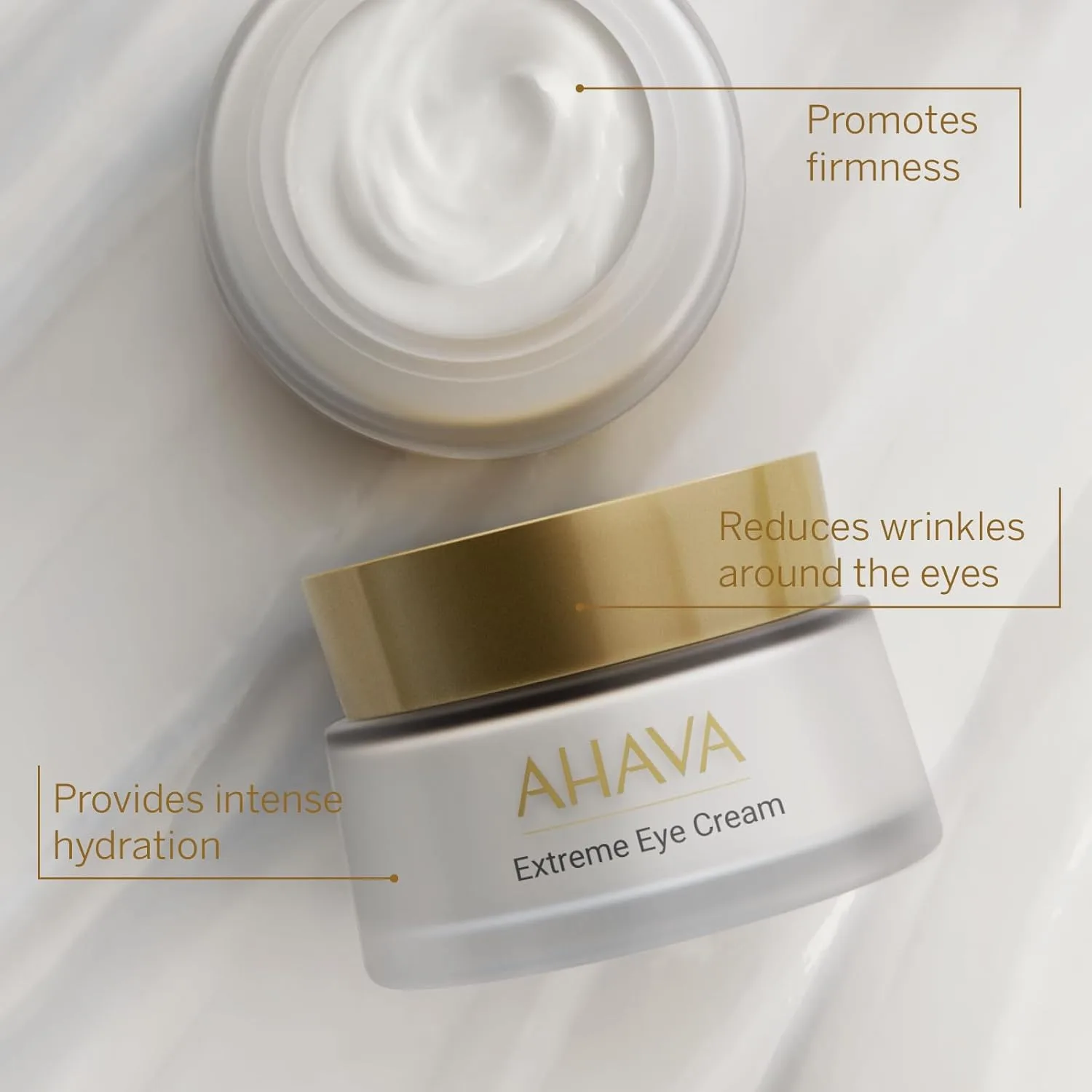 AHAVA Extreme Firming Eye Cream - подтягивает, увлажняет, разглаживает и уменьшает морщины в области глаз, обогащена Extreme Complex, эксклюзивным Dead Sea Osmoter, пептидами, гиалуроновой кислотой и маслом ши, 15 мл — фото 3