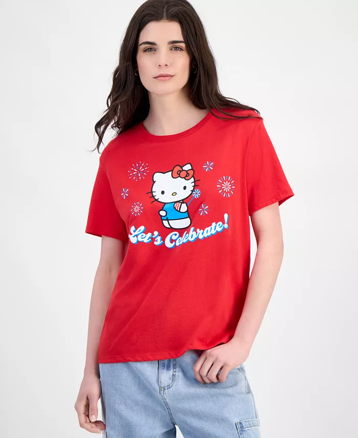 

Футболка с круглым вырезом Hello Kitty Fireworks для юниоров Love Tribe, красный