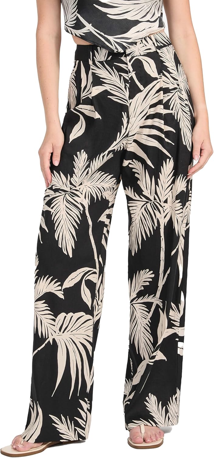 

GUESS Женские брюки Eco Jemma Linen Wide Leg, Forest Tropical Black Print