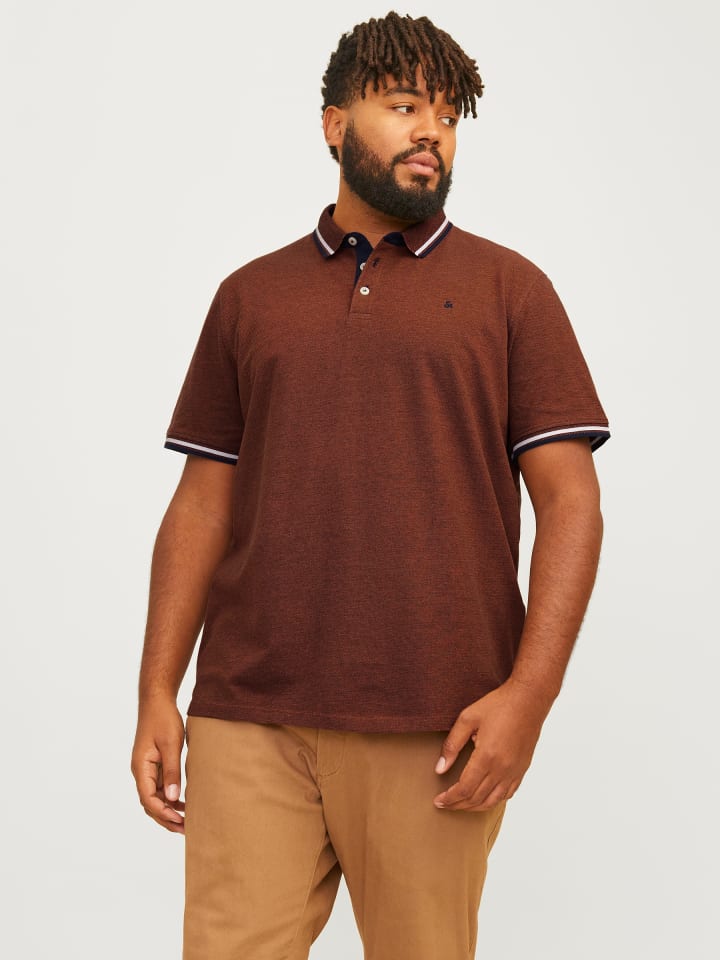 

Поло Jack & Jones + Fit Polo Shirt JJEPAULOS Sommer Hemd Pique, цвет Mittelbraun