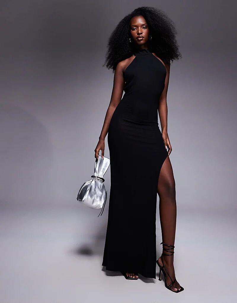 

Платье макси ASOS DESIGN с глубокими разрезами на бедрах, черное