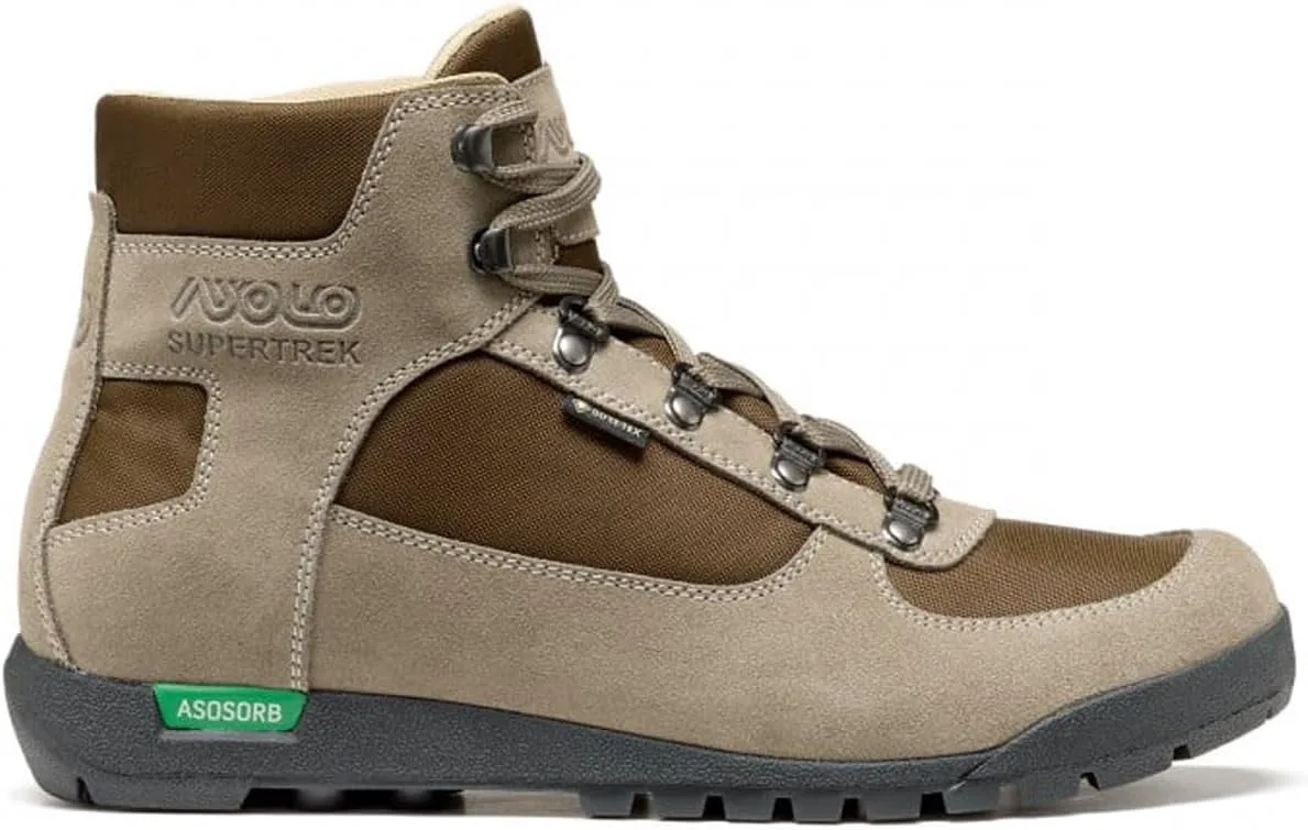 Мужские походные ботинки ASOLO SUPERTREK GTX с водоотталкивающей и дышащей 1,6-1,8 мм замшей/полиэстером, шнуровкой и амортизированной средней голенью, бежевый — фото 4
