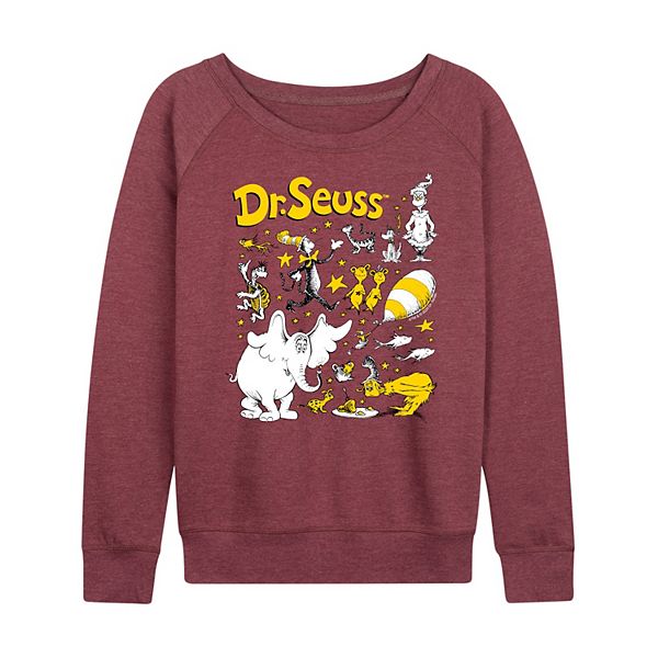 

Женская футболка с длинным рукавом из френч терри с принтом в клетку Dr. Seuss, Heather Maroon