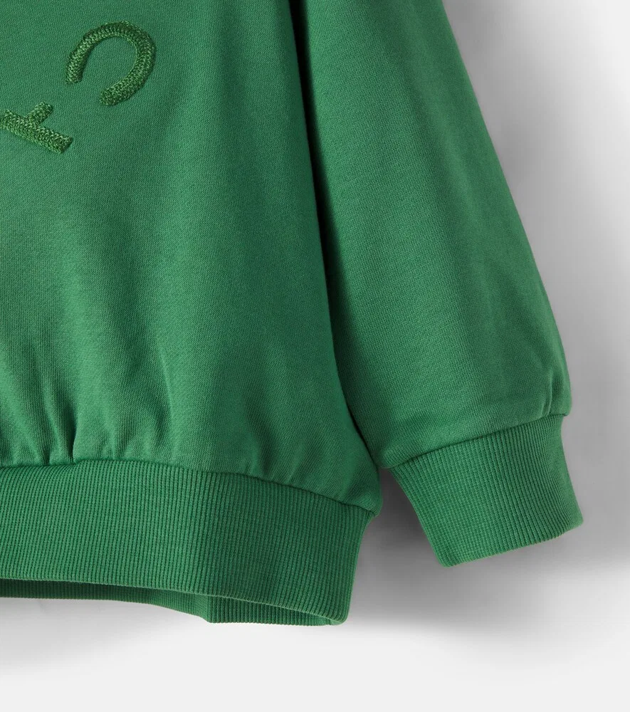 Комплект из хлопковой флиса с логотипом: худи и шорты Stella McCartney Kids, зеленый — фото 3