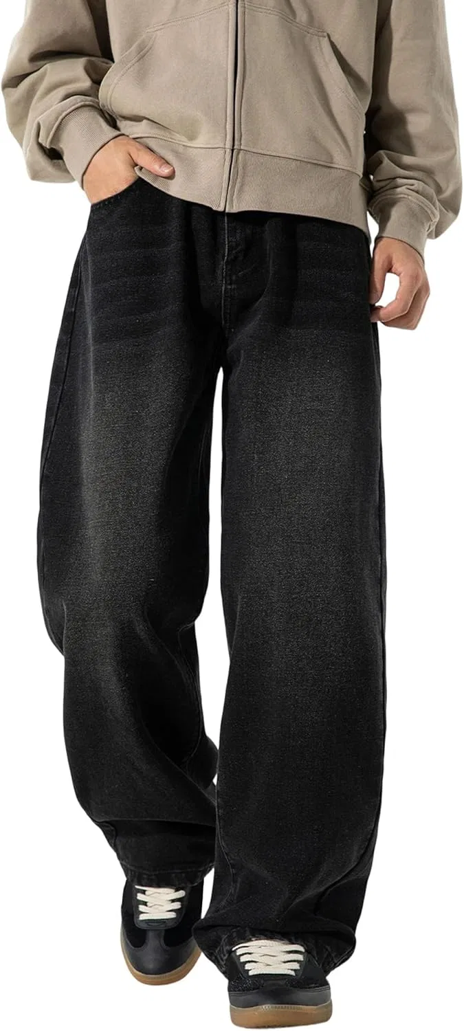 Джинсы свободные Men’s Washed Denim Jeans, Black