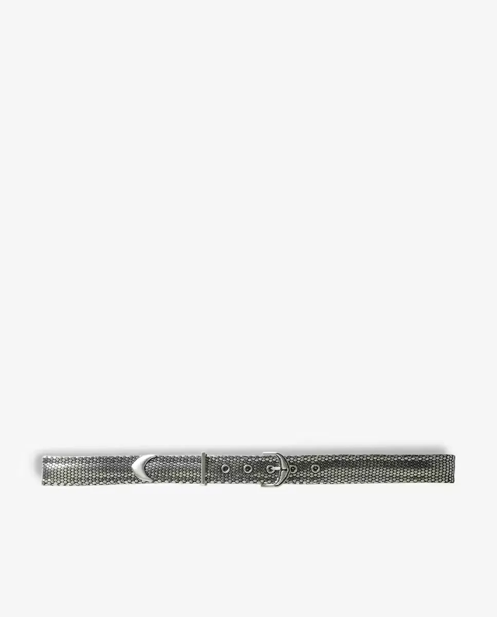 

Поднять женский серый пояс Zadig & Voltaire, серебряный