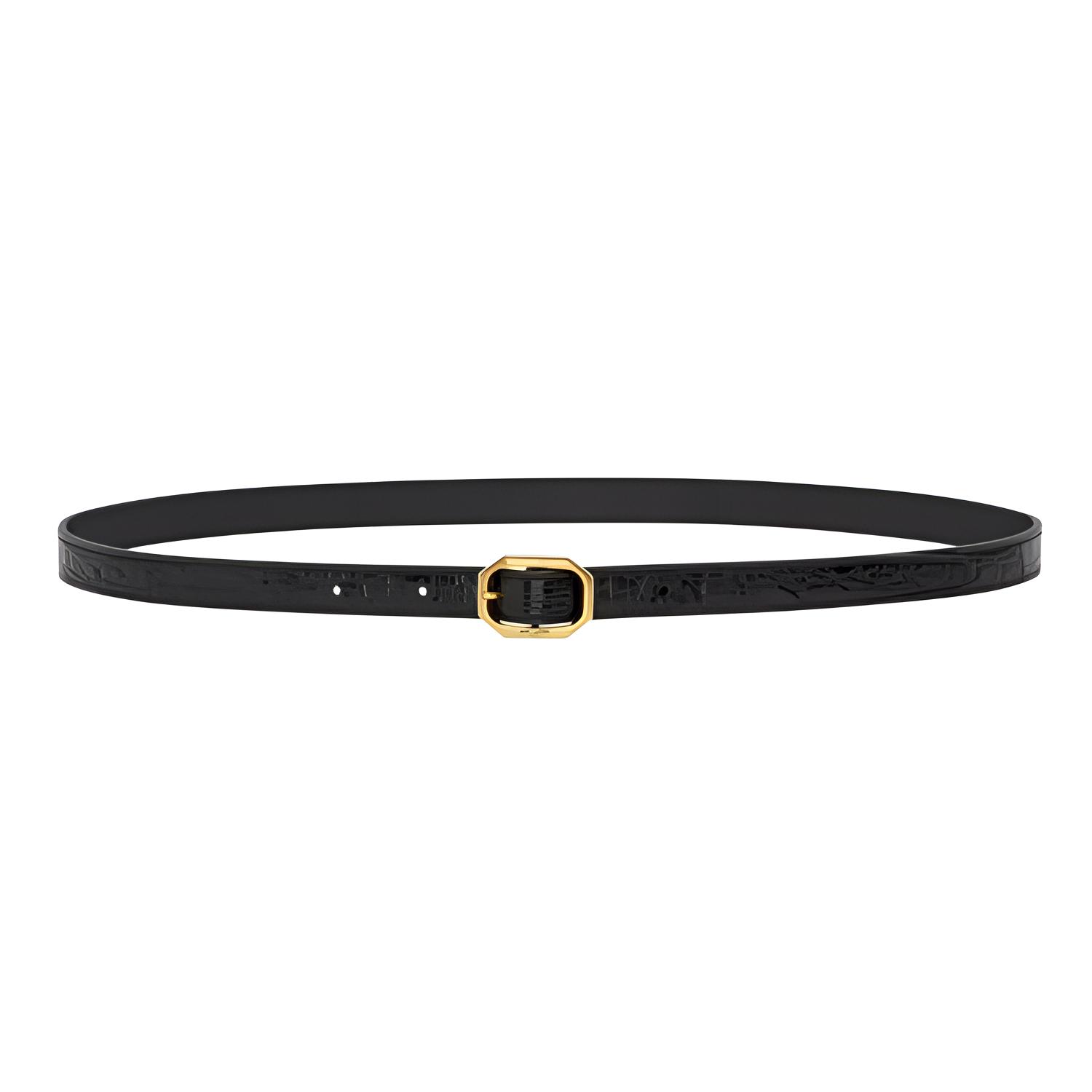 

SAINT LAURENT Кожаный женский ремень из коровьей кожи черный шириной 1.5 см, Black