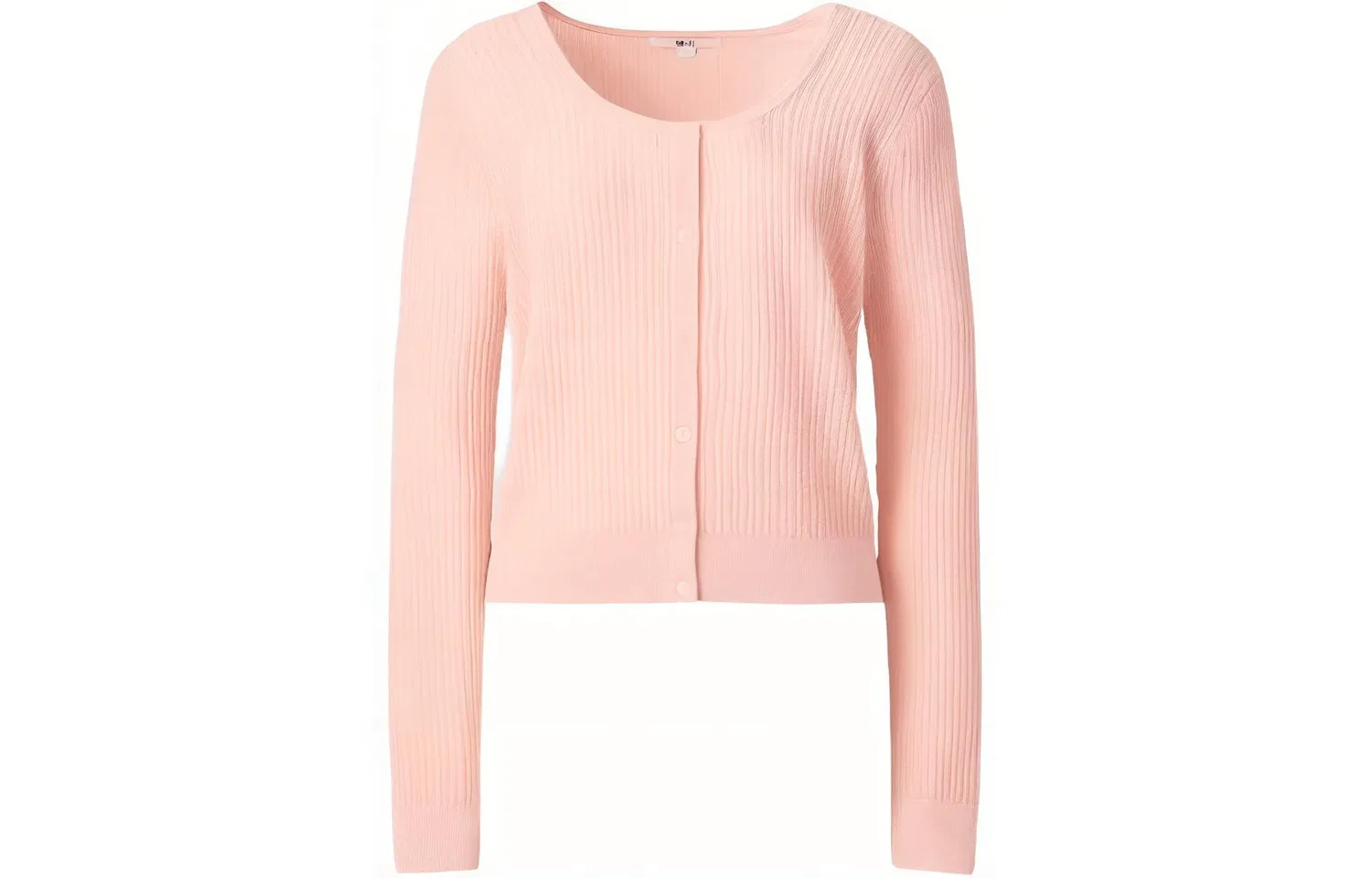 Вязаный кардиган с круглым вырезом UNIQLO розовый