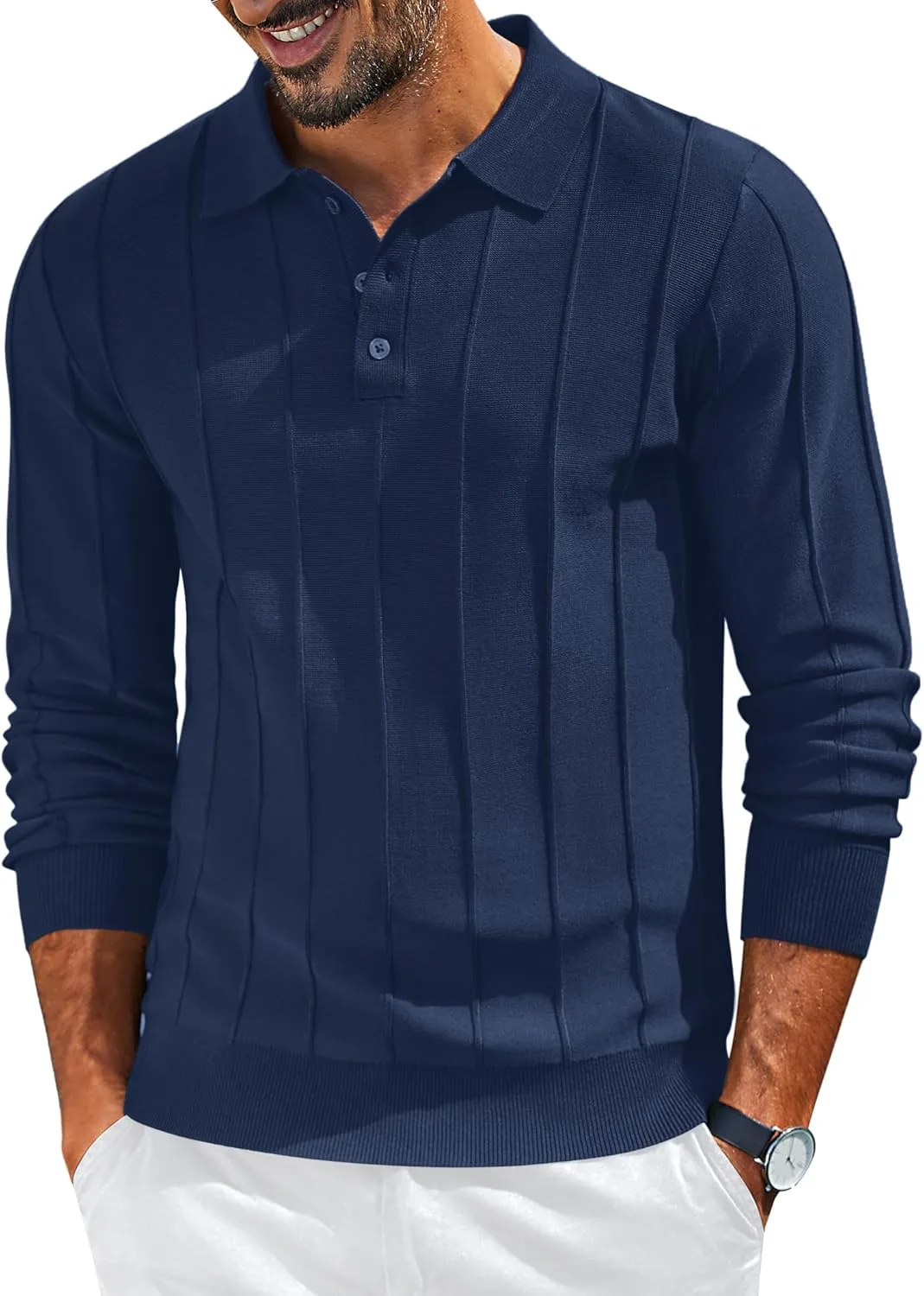 

COOFANDY мужской вязаный поло свитер с длинным рукавом