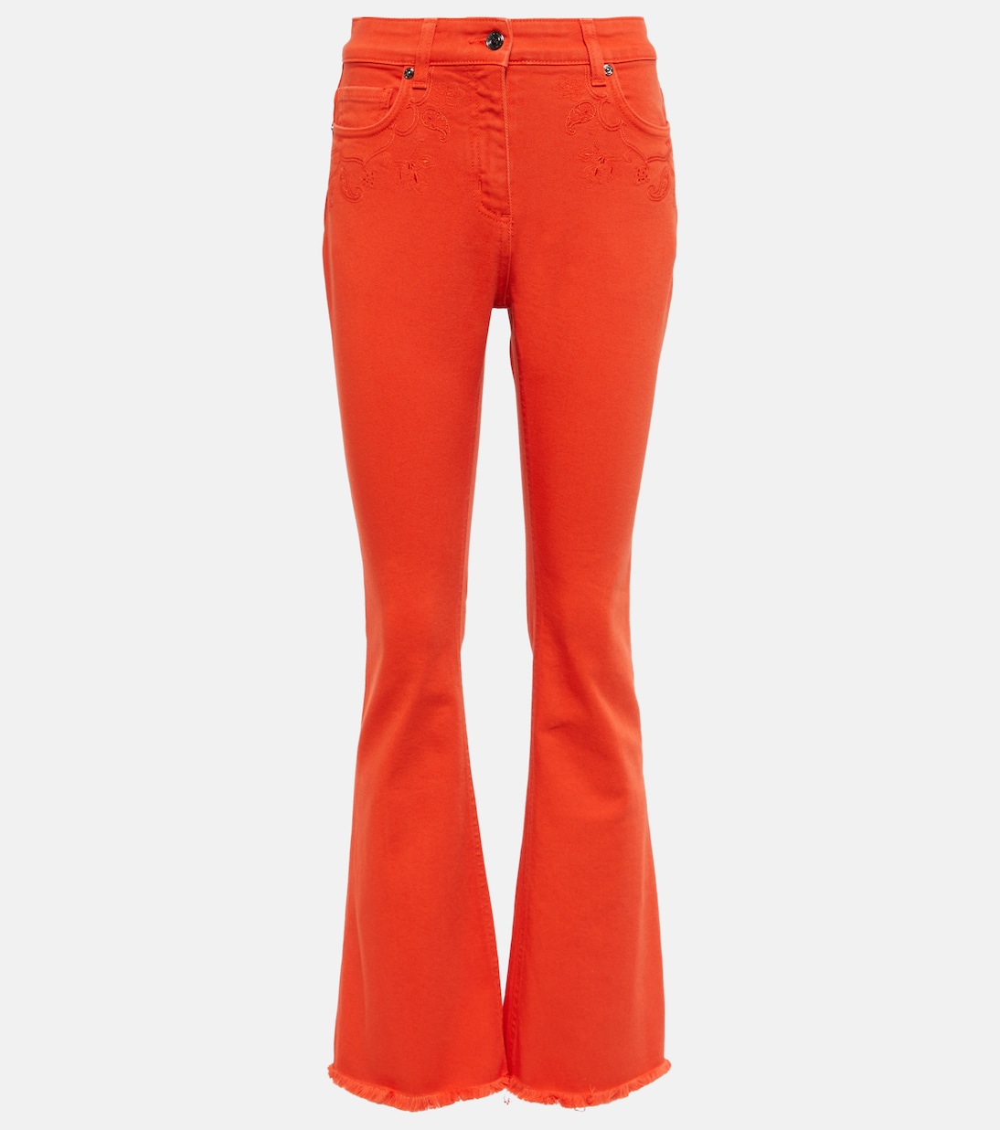 

Расклешенные джинсы средней посадки с вышивкой Etro, Rosso