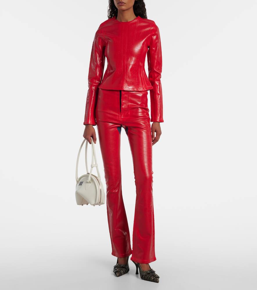 Порванные брюки-клеш из хлопковой смеси porto Acne Studios, Red/Red — фото 2