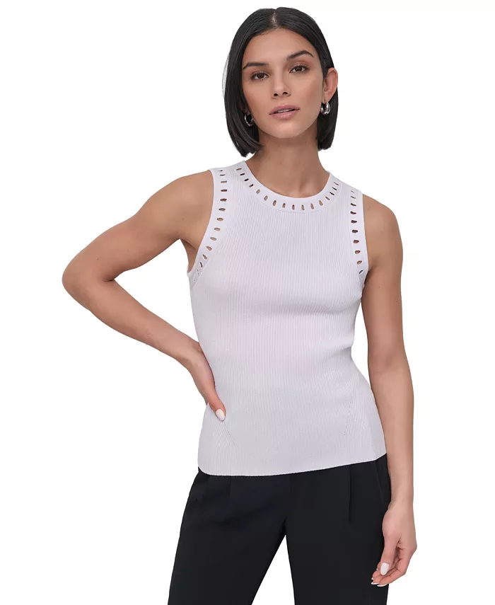 

Укороченный вязаный топ-свитер Petite Knit DKNY, белый