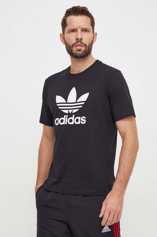 

Хлопковая футболка с изображением трилистника adidas Originals, черный