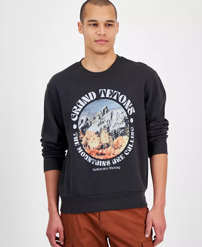 

Мужской свитшот Grand Tetons с круглым вырезом Sun + Stone, серый
