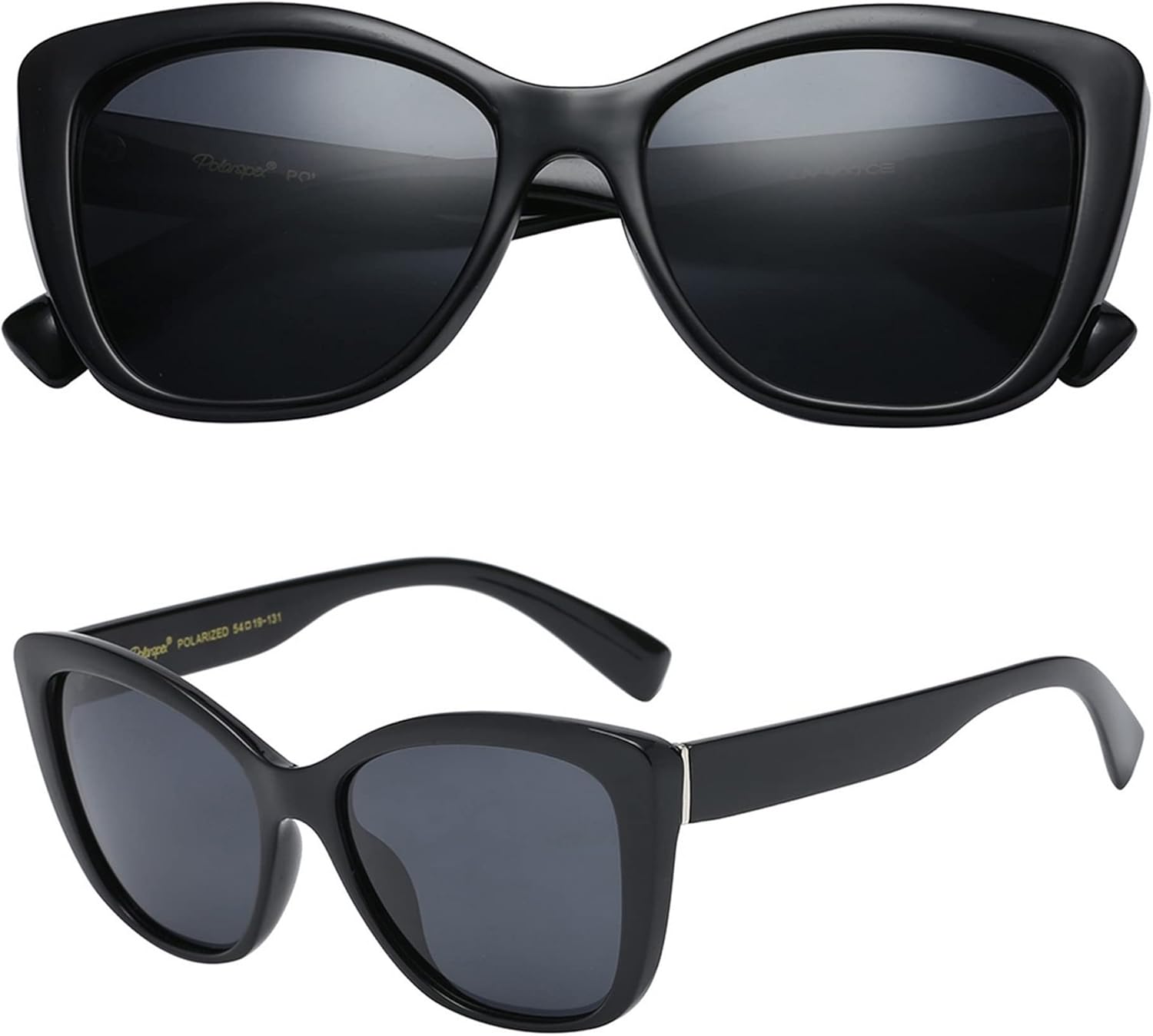 

Женские поляризованные солнцезащитные очки PolarSpex «кошачий глаз» – большие солнцезащитные очки с защитой от УФ-излучения UV400, стильные очки для пляжа или вождения, Gloss Black | Polarized Smoke