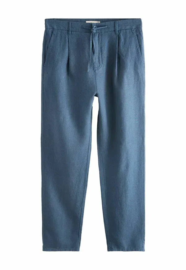 Брюки Next Regular tapered fit signature 100% linen pleated chino, светло-голубой