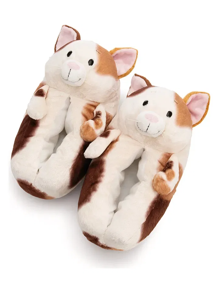 Тапочки «Кошка Calico» NICI светло-коричневый/кремовый