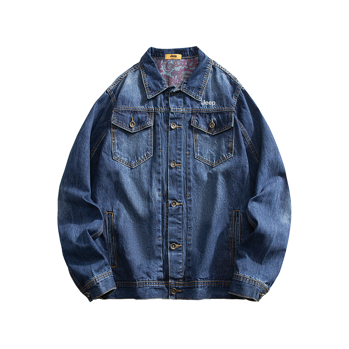 

Джинсовый пиджак мужской с лацканами, умеренный прямой крой Jeep, темно-синий