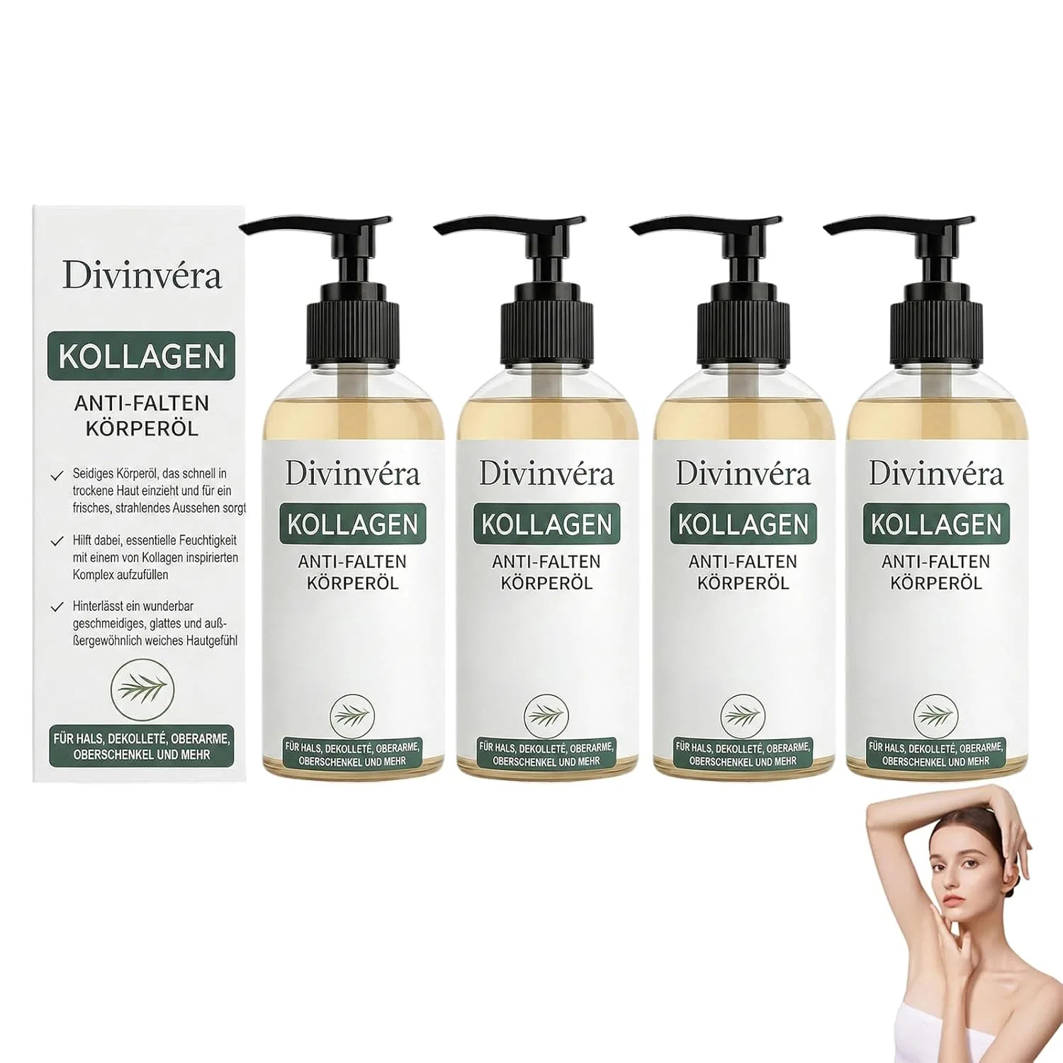 Коллагеновое масло для тела Divinova для подтяжки кожи, 4 флакона по 100 мл Ditu, 4 Bottles