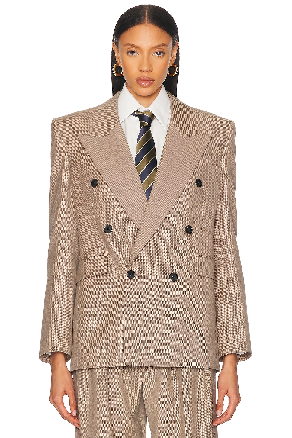 

Двубортный блейзер Saint Laurent, Taupe Beige