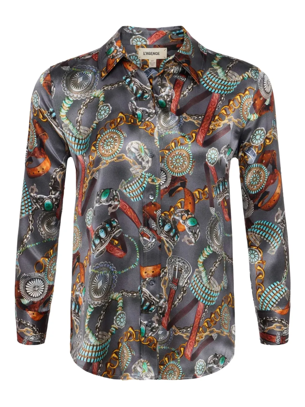 

Рубашка с рукавом три четверти и принтом «цепочка» L'Agence, черный