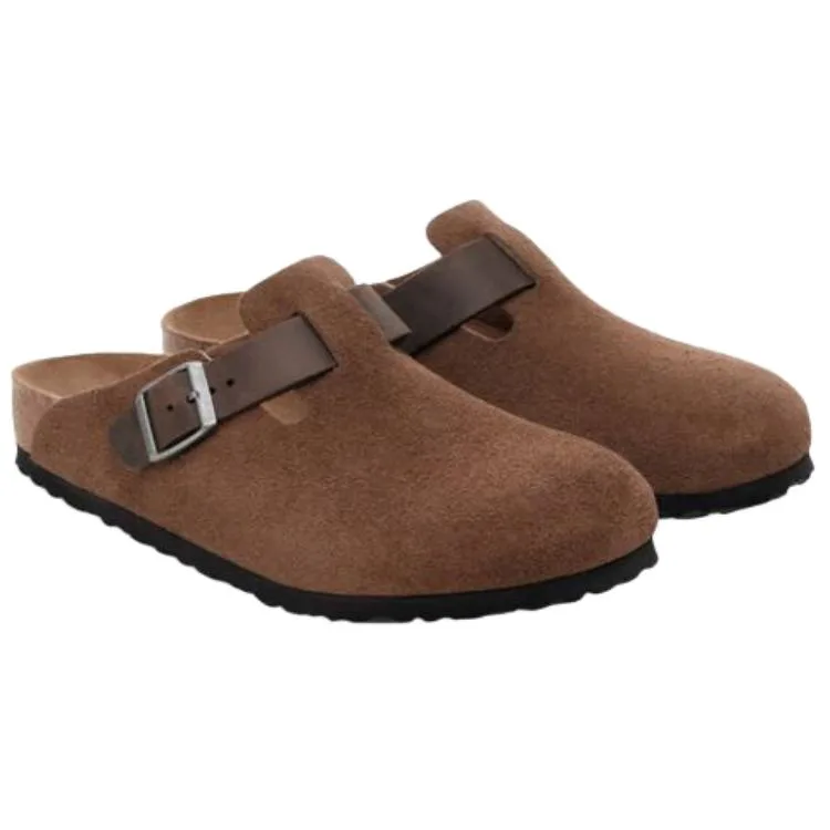 Сабо с пряжкой из замши Birkenstock, коричневый — фото 4