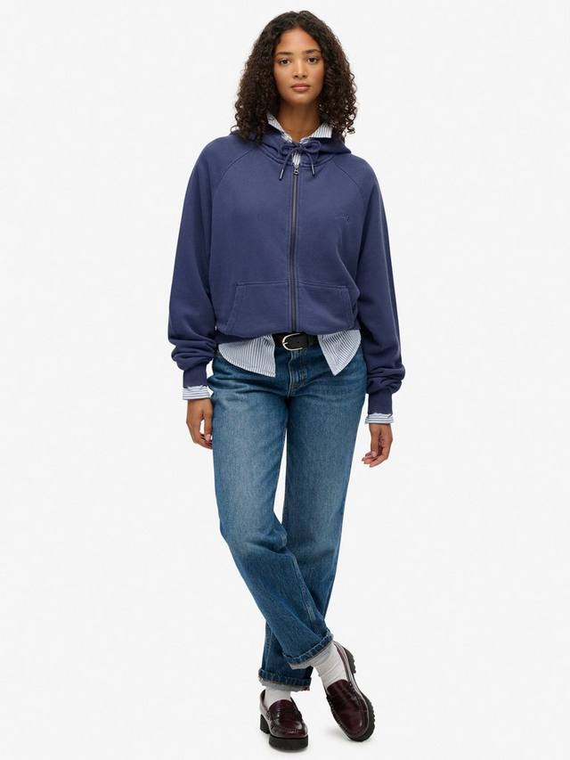 Эссеншиал лого гармент дайд зип худи Superdry, Mariner Navy — фото 3