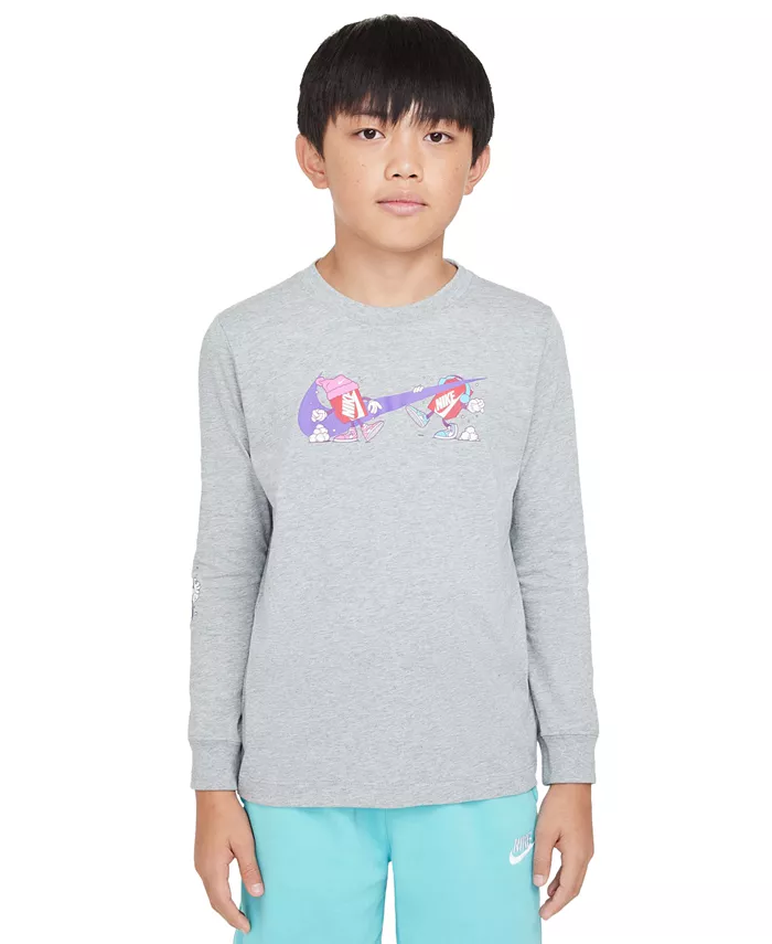 

Футболка с длинным рукавом и принтом Big Kids Sportswear Nike, серый