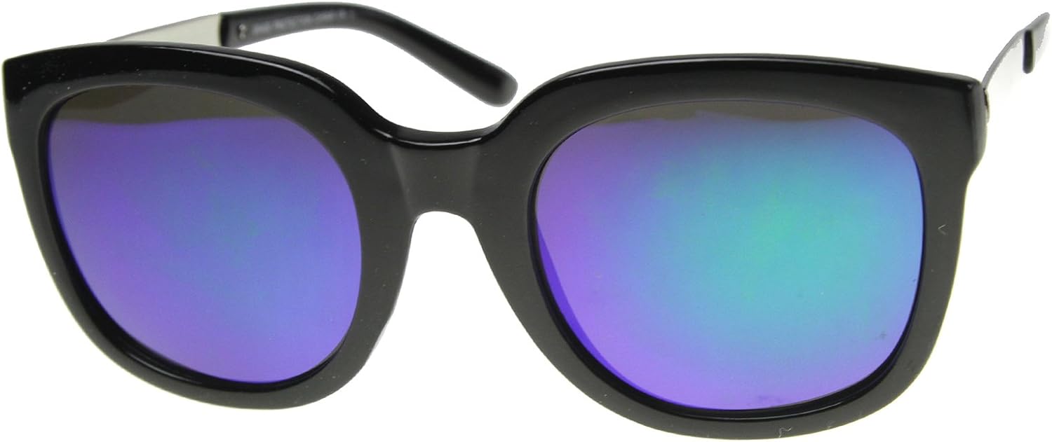 

Солнцезащитные очки zeroUV с массивными металлическими дужками, квадратными линзами и цветным зеркальным покрытием, модель «кошачий глаз», диаметр линз 50 мм, Black-silver / Midnight