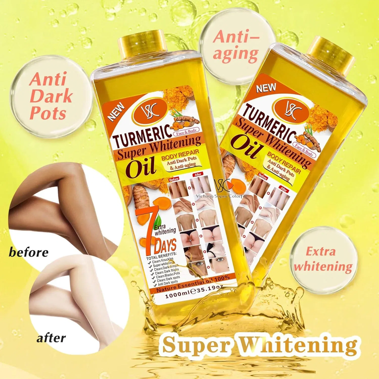 Органическое масло Soft 7 Turmeric Oil для осветления кожи Generisch, 1000 Ml. — фото 4
