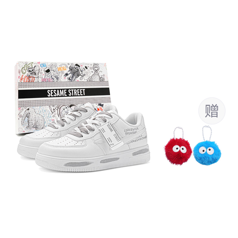 

SESAME STREET Теплые нескользящие амортизирующие износостойкие низкие скейтбордские кроссовки унисекс White Tea Brown (включает 1 случайный кулон)