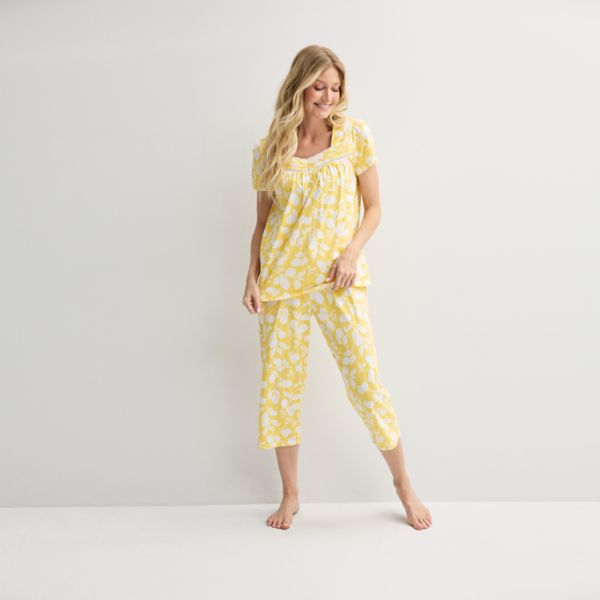 

Комплект из хлопковой пижамы и штанов Petite Croft & Barrow, цвет two tone lemon