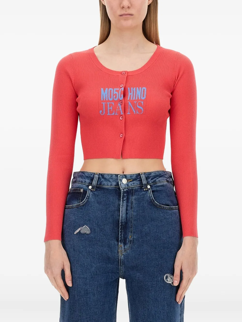 

Вязаный трикотаж с пуговицами Moschino Jeans, красный