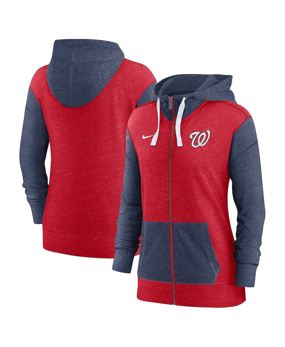 

Женская толстовка с молнией во всю длину Red Washington Nationals Nike, красный