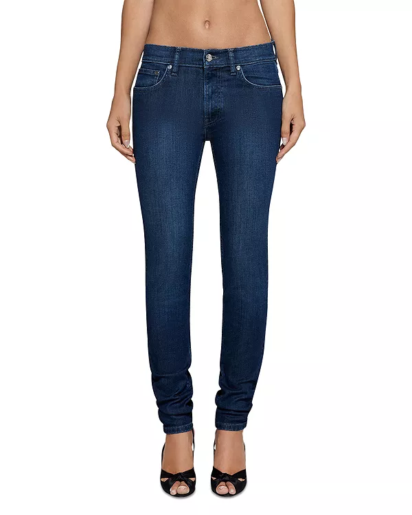 

Узкие джинсы средней посадки цвета мха в сумерках Eb Denim, синий