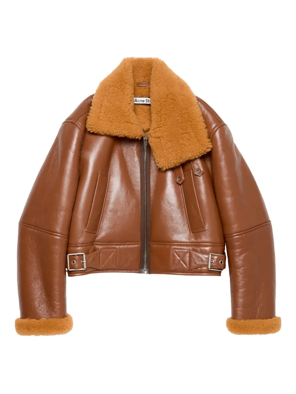 Куртка с меховым воротником Acne Studios, коричневый