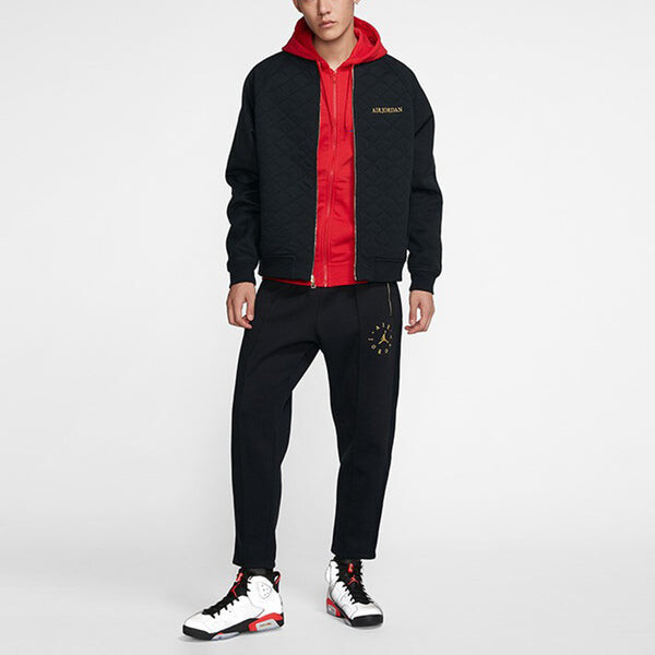 Куртка Air Jordan Athleisure Casual Sports Stand Collar Jacket Black, черный — фото 4